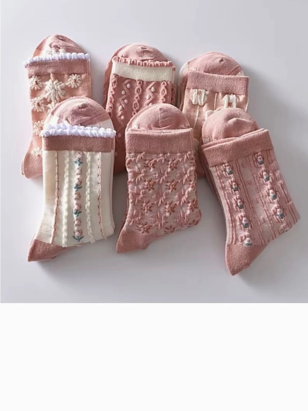 Floral Pink Crew Socks - Pack of 3